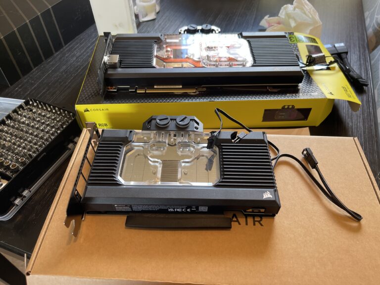 Comparison of two liquid cooled graphics cards.